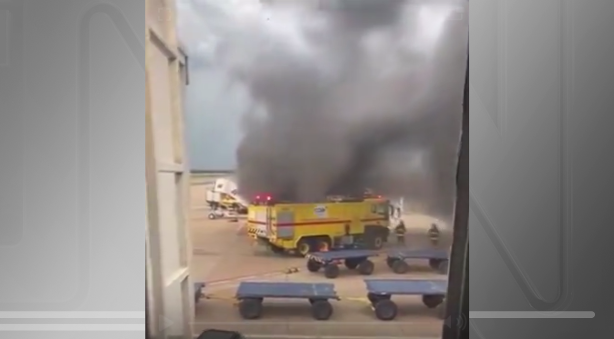 Vídeo: Princípio de incêndio atinge ponte de embarque em aeroporto do Mato Grosso