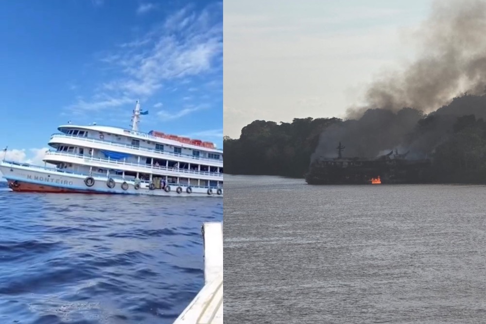 Barco pega fogo durante viagem e incêndio deixa passageiros feridos em Uarini