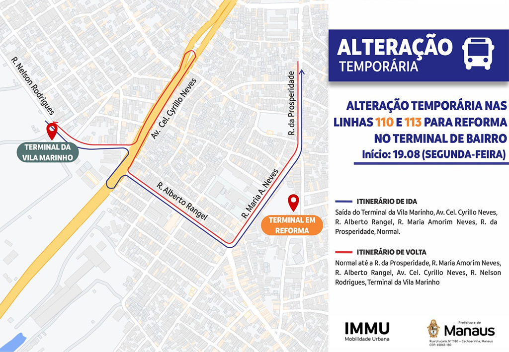 Mudanças em linhas de ônibus do bairro Compensa a partir da próxima segunda-feira, 19/8